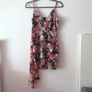 Grow Your Love Black Floral Print Tulip Mini DressLulus